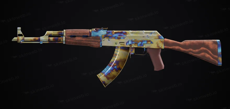 Seed 100, float 0.10. Mostly gold, a few blue patches. Render: SkinWeb 3D viewer