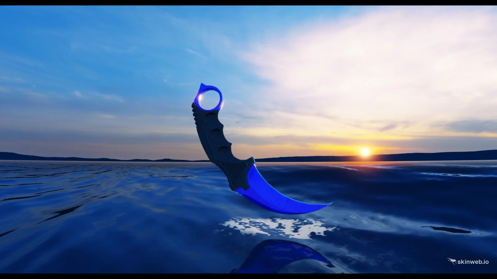 Karambit Doppler Factory New Phase 2 in the SkinWeb Render studio; $1,644.13 on Skinport, 21 Oct 2026